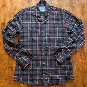 Ledbury Wine Aberdeen Wool Plaid Casual Shirt in Wine